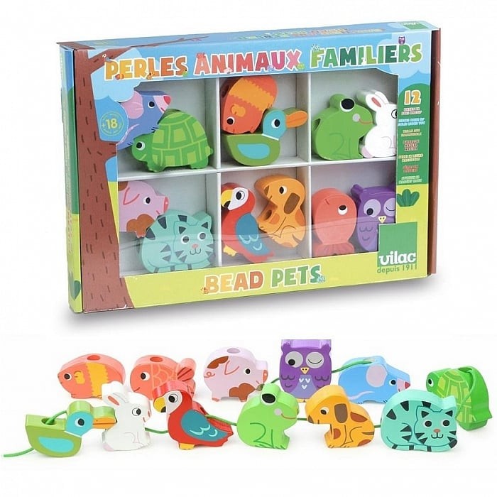 Vilac Perle Animale cu Siret - Jucarie Educativa pentru copii