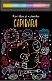 Carte pentru copii Capibara. Recitam si coloram, ilustratii alb-negru, include marker 5 culori