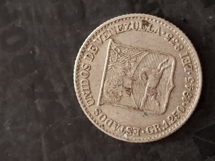 1/4 bolivar 1945 argint