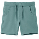 Pantaloni scurti pentru copii cu snur, albastru petrol &icirc;nvechit, 140 GartenMobel Dekor, vidaXL