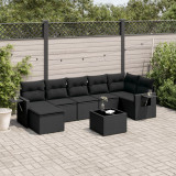 Cumpara ieftin Set mobilier de grădină cu perne, 8 piese, negru, poliratan