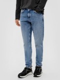 Blugi barbati Shawn, cu talie medie, Regular fit, Tapered Leg, Albastru deschis