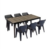 Set de mobilier de grădină Ravello Large 6+1, culoare frasin-negru
