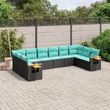 vidaXL Set canapele de grădină cu perne, 10 piese, negru, poliratan 3227163