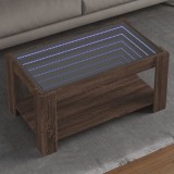 VidaXL Măsuță de cafea cu LED stejar maro 93x53x45 cm lemn prelucrat