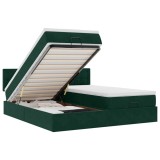 Cumpara ieftin Cadru de pat otoman cu saltele Verde inchis 200x200cm catifea