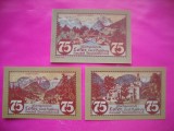 HOPCT BANCNOTA NOTGELD NR 128 - SALZBURG - SET 3 BUC - 75,75 SI 75 HELLER 1921 -AUSTRIA-UNC