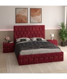 Pat Tapitat Eric Visiniu + Saltea Lux Ortopedica + Noptiere Tapitate 180x200cm