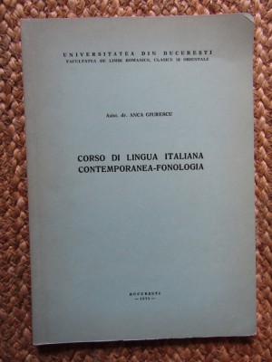 ANCA GIRESCU CORSO DI LINGUA ITALIANA CONTEMPORANEA FONOLOGIA foto