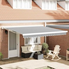 vidaXL Copertină retractabilă antracit/alb, 4x3 m, textil/aluminiu