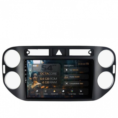 Navigatie Volkswagen Tiguan (2008-2010) 4GB RAM Android 13 Octacore Slot Sim 4G DSP GPS Wi-FI Carplay Android Auto USB Waze 9 inch foto