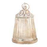 Cumpara ieftin Felinar cu led sticla metal bej auriu &Oslash; 8x12 cm