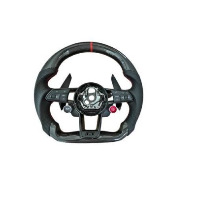 Volan sport piele compatibil Audi V2 model S Carbon tesit cu padele A3 A4 A5 A6 A7 Q3 Q5 Q7 TT foto