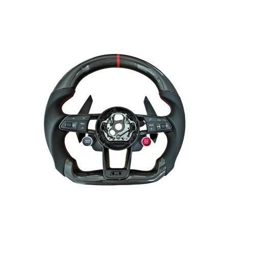Volan sport piele compatibil Audi V2 model S Carbon tesit cu padele A3 A4 A5 A6 A7 Q3 Q5 Q7 TT