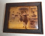 Eugene von Blaas &quot;Flirt la fantana&quot; veche gravura/print pe celuloid, Istorice, Cerneala, Altul