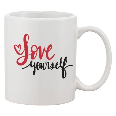 Cana alba personalizata &amp;#039;Love yourself&amp;#039;, INOVATIX&amp;reg;. 330ml foto