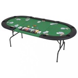 Masa de poker pliabila in 3, pentru 9 jucatori, oval, Verde