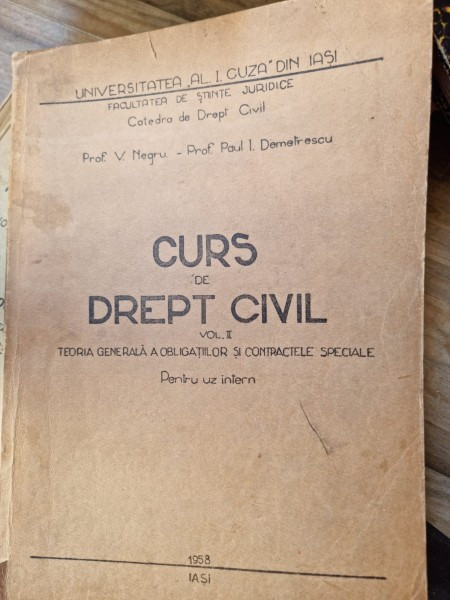 Curs de drept civil - V. Negru, Paul I. Demetrescu vol.II