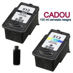 Pachet Cartuse compatibile CANON PG-512 negru + CL-513 color PG512 + CL513 pt... foto