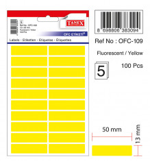 Etichete Autoadezive Color, 13 X 50 Mm, 100 Buc/set, Tanex - Galben Fluorescent foto