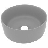 Cumpara ieftin Chiuveta baie lux gri deschis mat 40x15 cm ceramica rotund