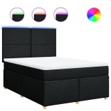 Cumpara ieftin Pat box spring cu saltea, negru, 140x200 cm, textil