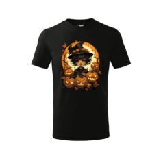 Tricou Personalizat Copii Halloween , Vrajitoare Draguta si Dovleci