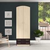 Dulap 2U+2S Wenge+Mesteacan, 74x54x212 cm, Pal Melaminat, Dormitor/Hol