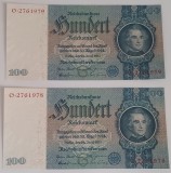 Germania, 2 x 100 Reischmark 1935, Consecutive.