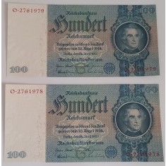 Germania, 2 x 100 Reischmark 1935, Consecutive.