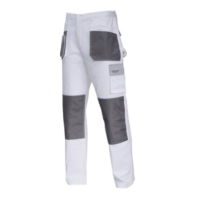PANTALON LUCRU MEDIU-GROS BUMBAC / ALB - M/50 foto