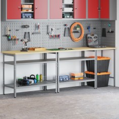 Set banc de lucru 3 piese vidaXL Gri Oțel