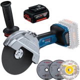 Bosch GWS 18V-180 P + GBA - Polizor unghiular 180 mm accesorii + Acumulator Li-Ion 18 V 5 Ah