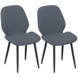 HOMCOM Scaune Tapitate Metalice, Gri Modern | Aosom Romania