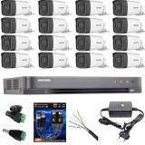 Sistem Supraveghere profesional Hikvision 16 Camere 5MP Turbo HD IR 80, accesorii SafetyGuard Surveillance