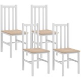 HOMCOM Set de 4 scaune de bucătărie, Scaune de masă Scaune de living, Lemn masiv, design modern, 38,5 cm x 47,5 cm x 99 cm, Natural | Aosom Romania