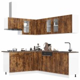 VidaXL Set dulap de bucătărie din 11 piese &bdquo;Lucca&rdquo; stejar afumat Lemn