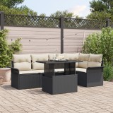 VidaXL Set de mobilă de grădină 6 piese cu perne, din rattan negru