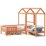Cumpara ieftin Set pat banca cu acoperis maro ceruit 75x190 cm lemn masiv pin