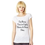 Cumpara ieftin Tricou dama alb, Busy Ugly Nice Day - M, THEICONIC