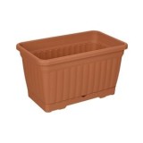 Jardiniera din plastic cu farfurie incorporata, Teracota, 30.5x18.5x17cm, 6L, CMCLASS