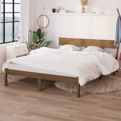 vidaXL Cadru de pat, maro miere, 120x200 cm, lemn masiv de pin 810145 foto