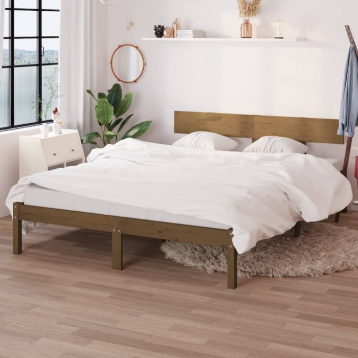 vidaXL Cadru de pat, maro miere, 120x200 cm, lemn masiv de pin 810145