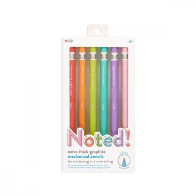Notat! - Creioane mecanice grafit extra gros - set de 6, cu citate motivationale foto