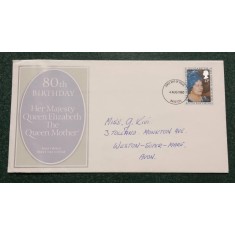 Anglia 1980 - 80 de ani Regina Mama, FDC circulata