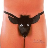 Chiloti Tanga Softline Negri Spandex Saculet Taur Inel Metalic Marime S/L
