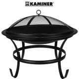 Gratar de gradina cu capac, 56 cm, negru, cu sita si tija, exterior, picnic, BBQ