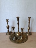 Lot de 5 sfesnice alama masiva, diferite modele