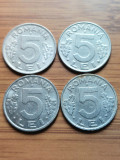 Moneda Romania 5 lei 1992,1992,1993,1994,1995