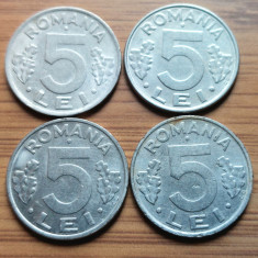 Moneda Romania 5 lei 1992,1992,1993,1994,1995